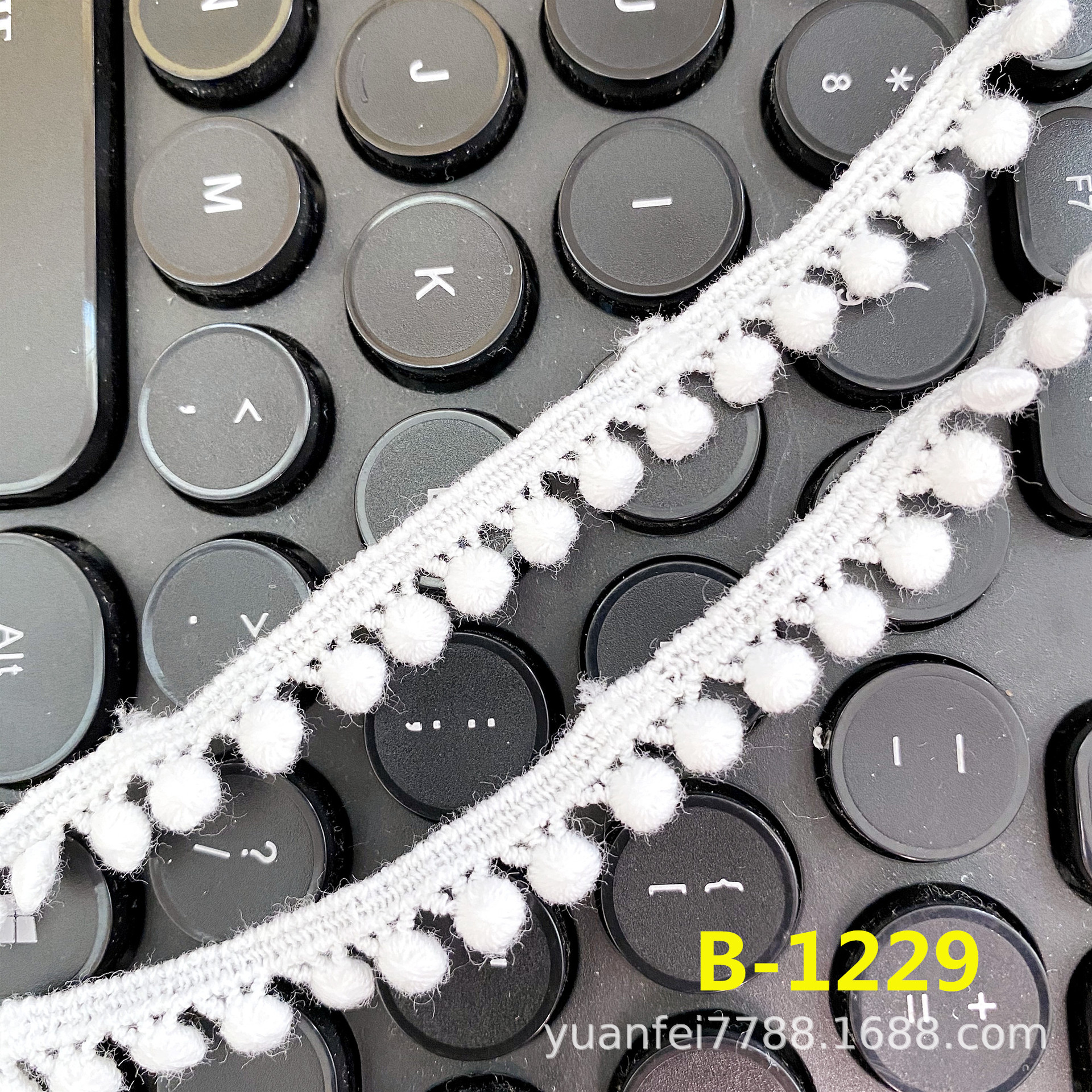 B-1299全纯棉刺绣水溶棉小圆点花边宽1厘米DIY服装辅料批发现货