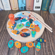 儿童小猫摸鱼玩具女孩男孩木质钓鱼磁性3-6-9岁益智早教钓鱼玩具