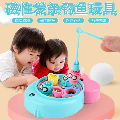Cross-border new wind-up wind-up fishing costume gashapon toy mini small fishing game console children's parent-child interaction
