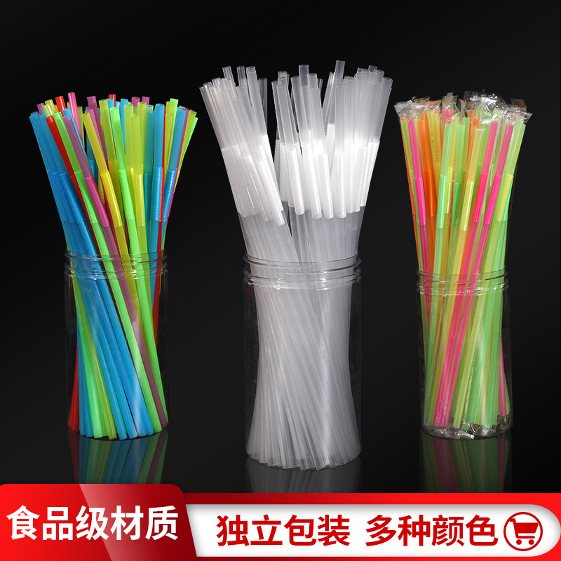 Paja de arte de color flexible DIY paja de plástico desechable para té de leche y bebida de jugo de fruta