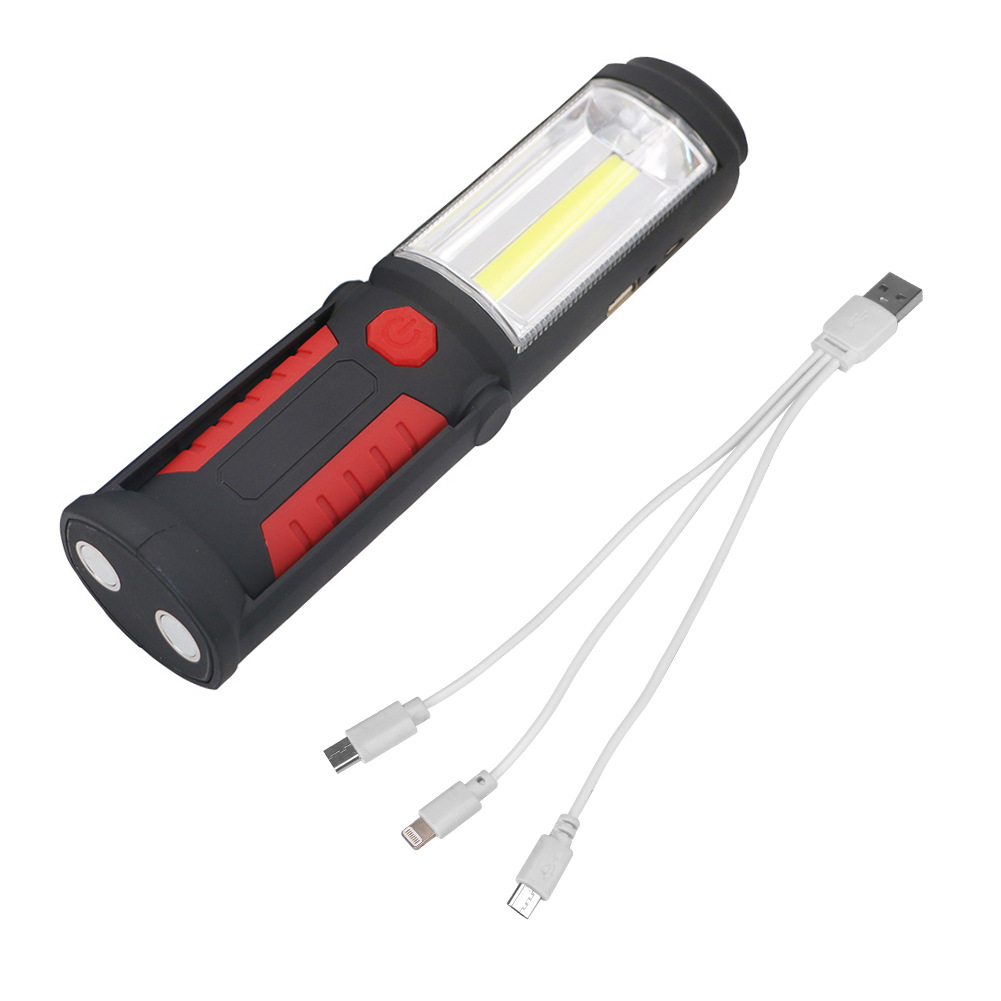 Nueva luz de trabajo COB multifuncional transfronteriza batería incorporada linterna recargable USB Luz de inspección con luz de reparación de máquina magnética