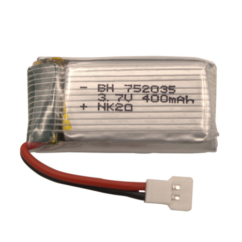 3.7V 400mAh Lithium Battery for Toy Drone 752035 Plug 25C Power Model Polymer Battery