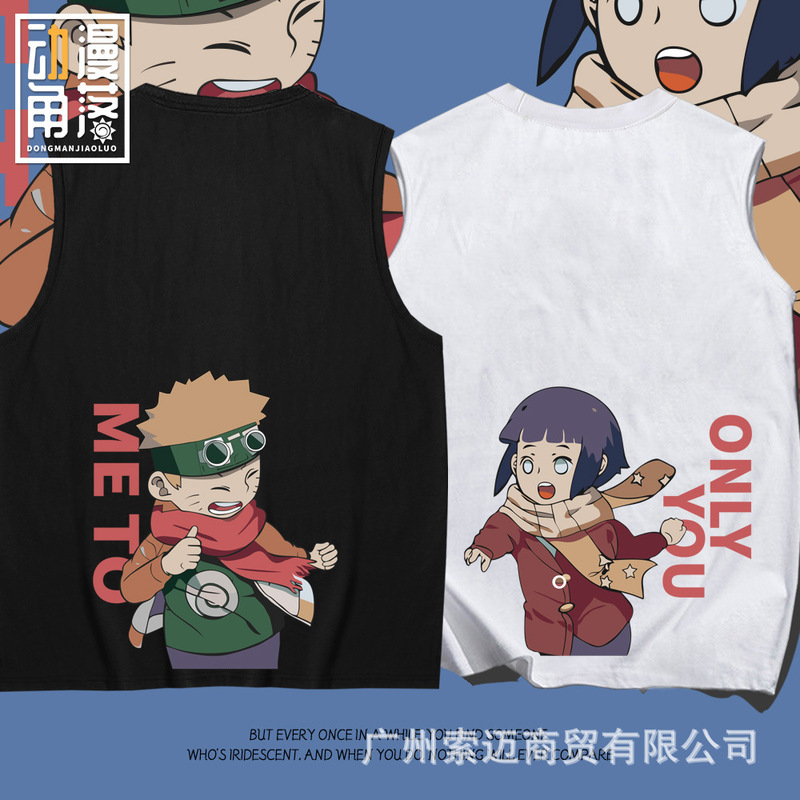 Naruto Loose Cotton Vest Summer Trendy Brand Japanese Anime Naruto Nishida Sleeveless Waistcoat Couple Base Shirt
