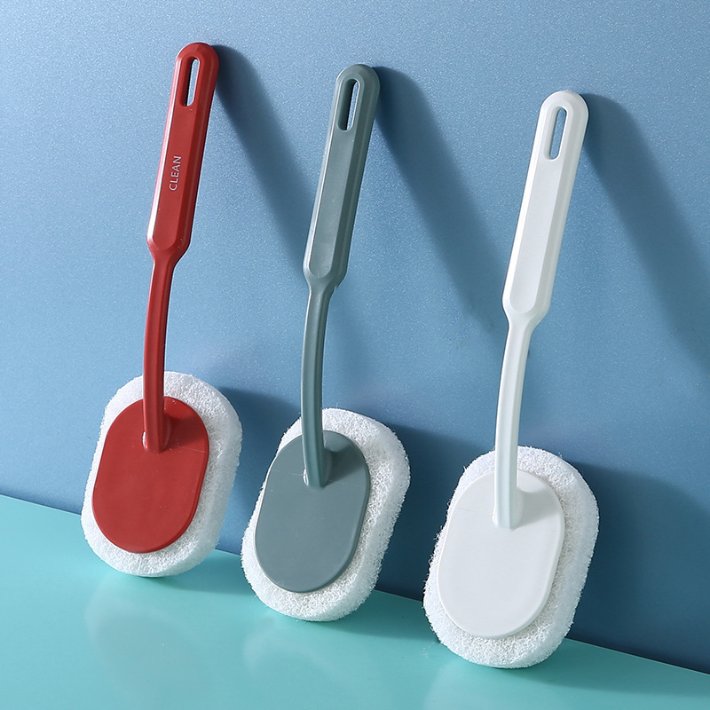 Bathroom long handle Sponge wipe brush wall cleaning brush bathtub sponge brush floor tile brush sponge scouring pad