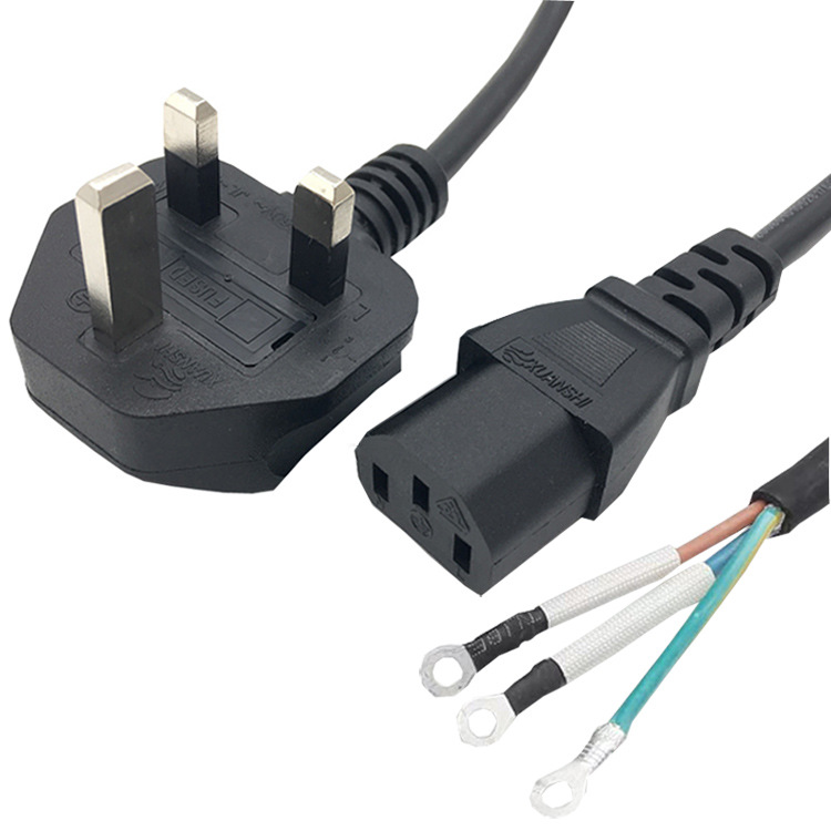 直供 大英规电源线 英标插头线 纯铜3*0.75平方橡胶线13A英式三插