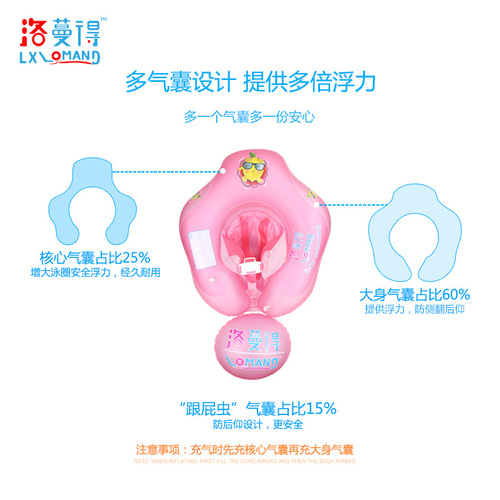 New Lomand Infant Swimming Ring with Thick Anti-Flip and Anti-Choking Supine Ring, Featuring a Seated Pocket and Floating Ball for Infant Underarm Ring