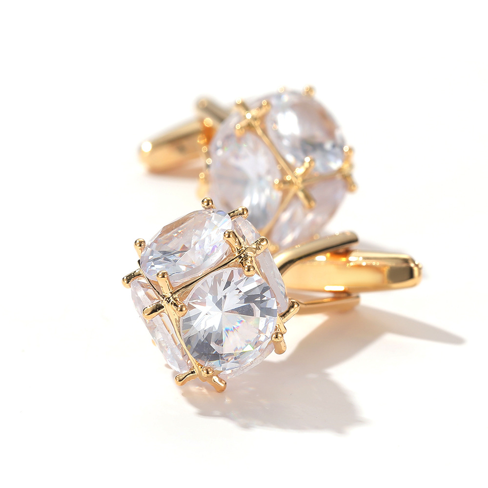 Gemelli da uomo di alta qualità, leggeri, di lusso, in zircone, oro, argento, polsino per camicia, chiodo XK20S011_voghion.com