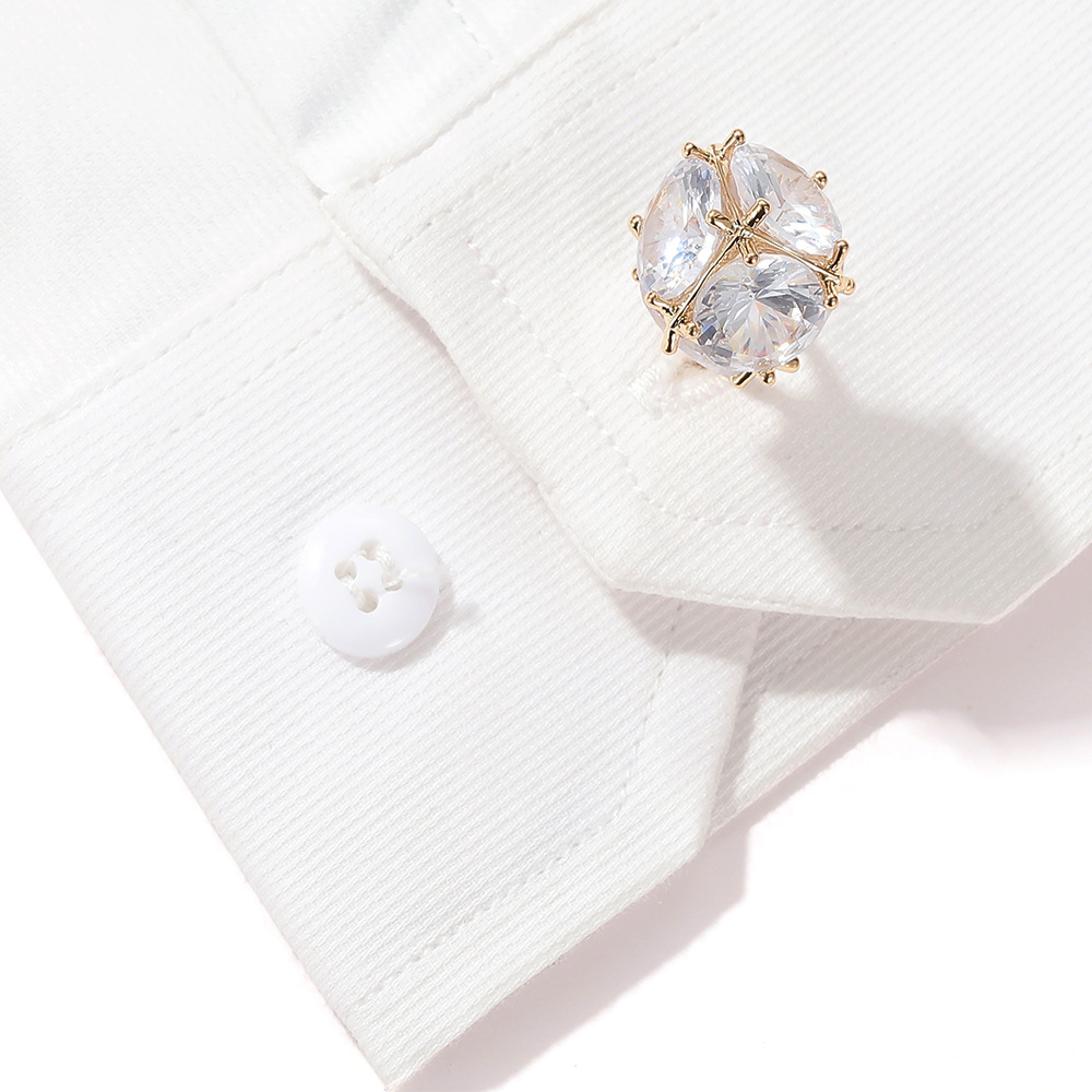 Gemelli da uomo di alta qualità, leggeri, di lusso, in zircone, oro, argento, polsino per camicia, chiodo XK20S011_voghion.com