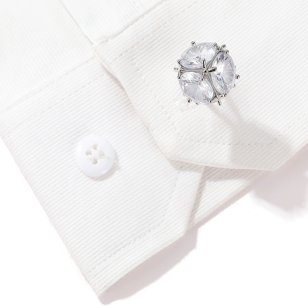Gemelli da uomo di alta qualità, leggeri, di lusso, in zircone, oro, argento, polsino per camicia, chiodo XK20S011_voghion.com