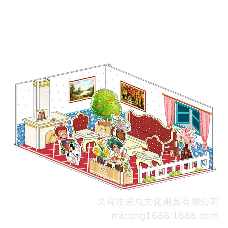 Three dimensional brainteaser, toy, house, interactive constructor, DIY, in 3d format, family style, Birthday gift