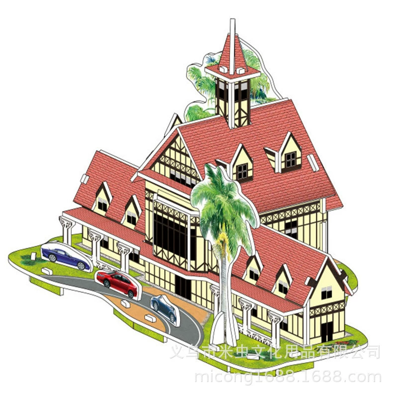 Three dimensional brainteaser, toy, house, interactive constructor, DIY, in 3d format, family style, Birthday gift