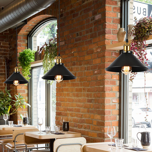 loft创意个性美式复古工业风咖啡厅餐厅酒吧台单头铁艺飞碟吊灯