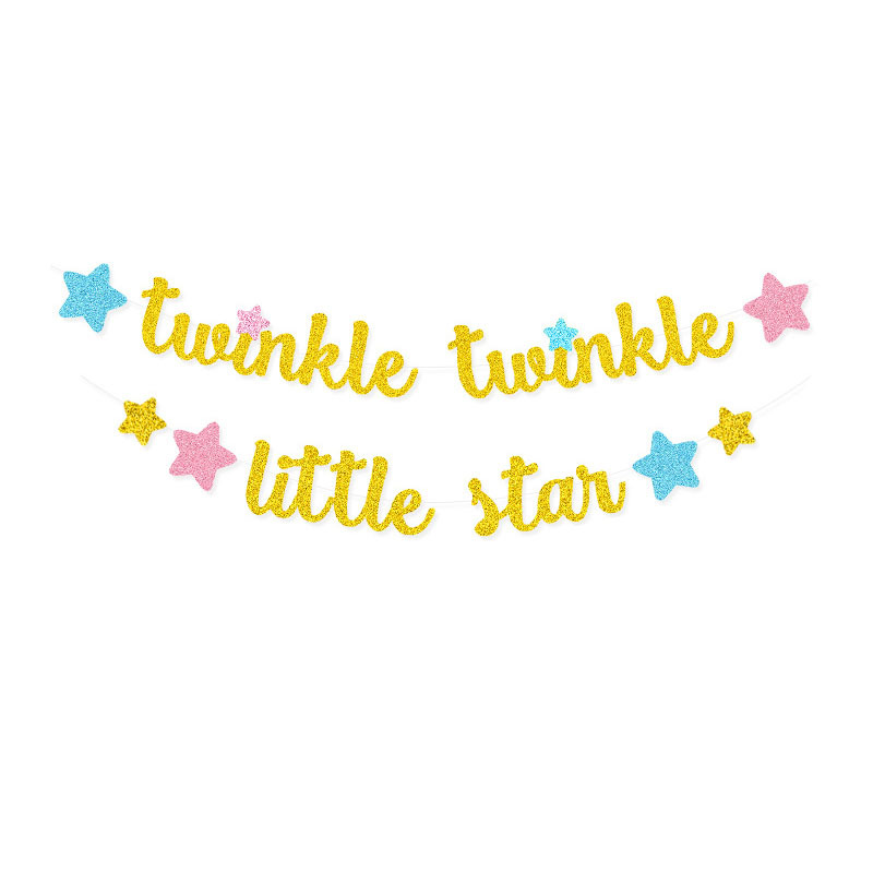 Decoración de cumpleaños colorido Twinkle Twinkle pequeña estrella de pentacos tarjetas de papel pulverizado flores