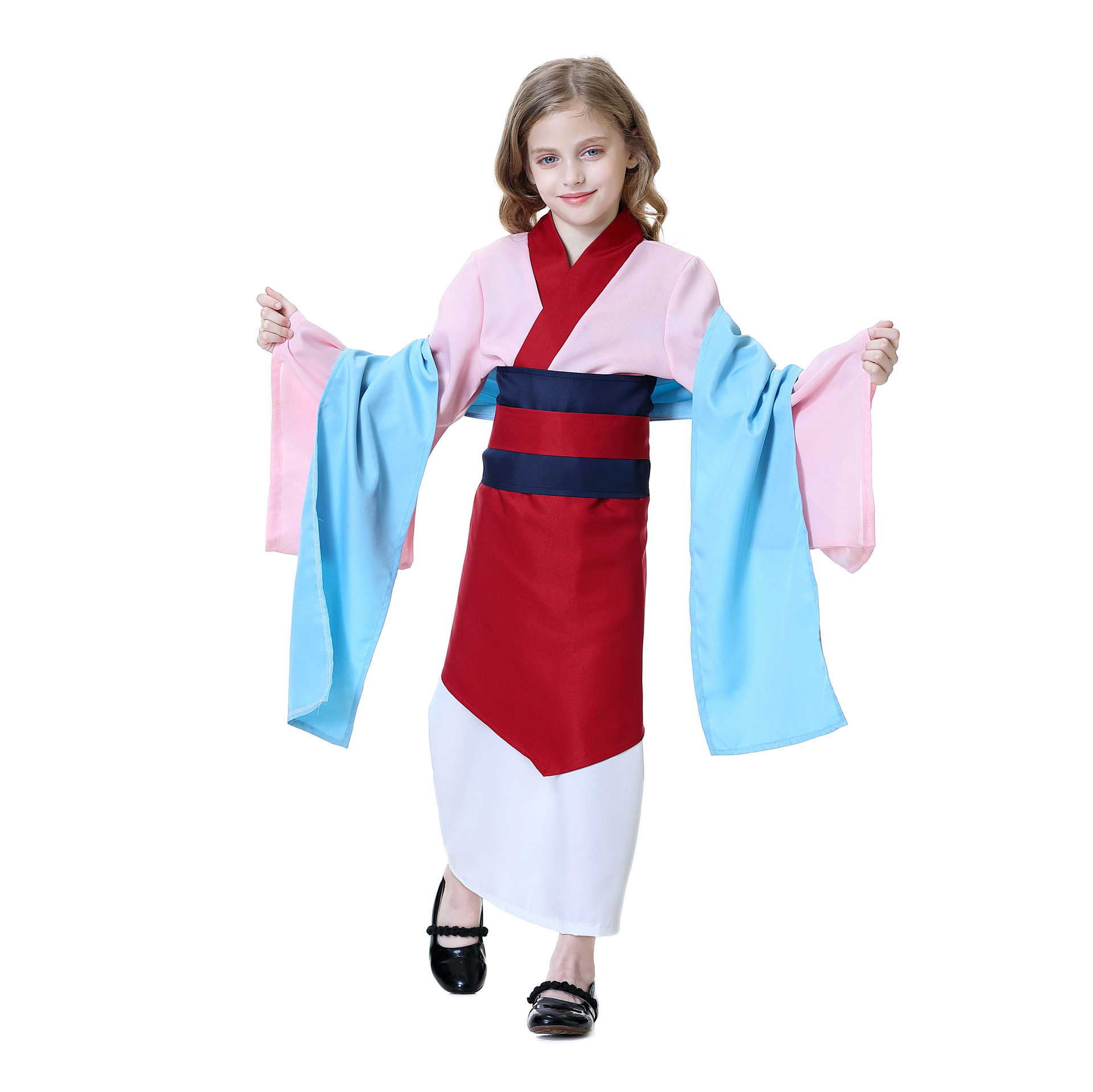 Pink Mulan Princess cosplay Performance Stage Clothing Summer Mulan Women's Children's Costume Hanfu