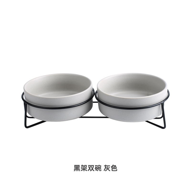 Tazón de gato de cerámica tazón de comida para gatos tazón de perro tazón de bebida tazón de comida protección cervical cerámica negro Pet Bowl tazón de gato