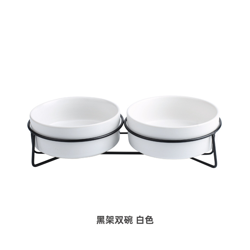 Tazón de gato de cerámica tazón de comida para gatos tazón de perro tazón de bebida tazón de comida protección cervical cerámica negro Pet Bowl tazón de gato