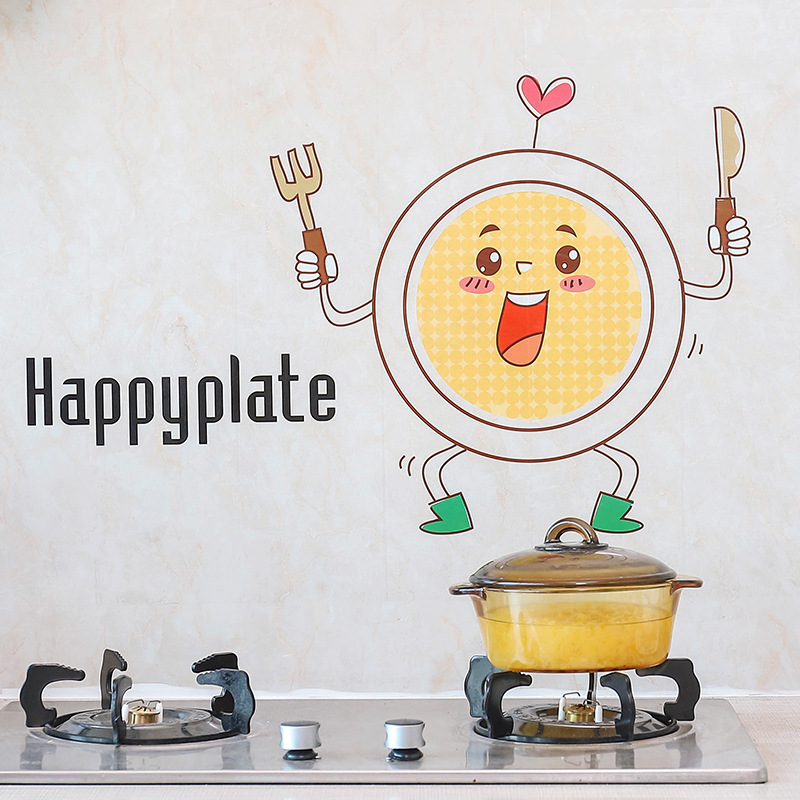 Gran cocina pegatinas a prueba de aceite hogar impermeable cocina ventilador autoadhesivo cocina banco de pegatinas de dibujos animados pegatinas de pared pegatinas de azulejos de porcelana