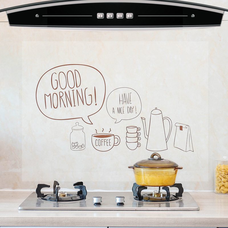 Gran cocina pegatinas a prueba de aceite hogar impermeable cocina ventilador autoadhesivo cocina banco de pegatinas de dibujos animados pegatinas de pared pegatinas de azulejos de porcelana