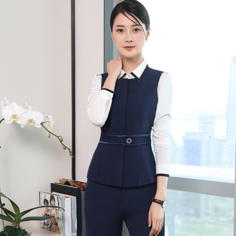 KY890秋冬职业装马甲套装韩版修身女士正装工作服一件代发/网纹