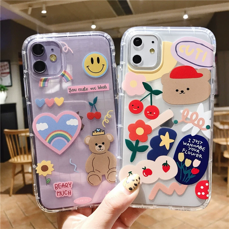 Apple, мультяшный совместимый iPhone 17, силиконовый чехол для телефона, с маленькими медведями, 17promax, iphone, для любимого