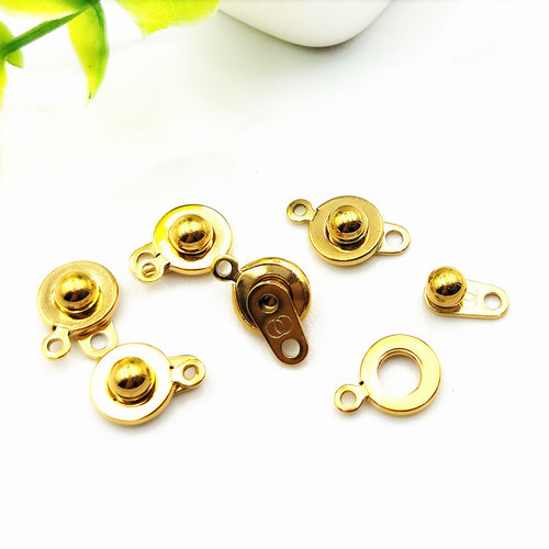 Vacuum electric 18K gold steel snap buckle bracelet necklace buckle round buckle diy handmade accessories jewelry buckle