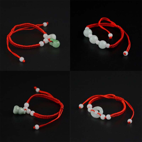 woven red rope bracelet jade