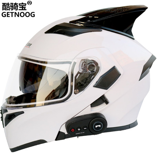 Cool Ride Bike Bluetooth Helmet with Dual-Lens Face Shield Full Helmet with FM and Horn Long Endurance