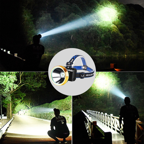 Headlamp with High Beam Rechargeable Long-Range LED Headwear Flashlight Super Bright Night Fishing Mining Light Outdoor Spotlight
