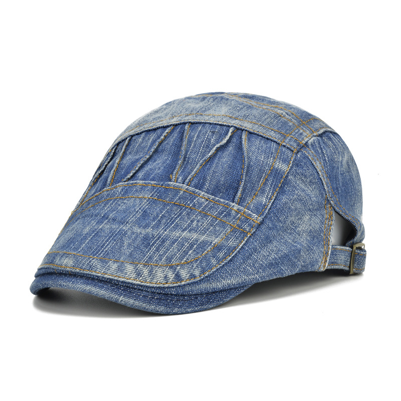 Fashionable Korean version washed worn-out cotton denim duckbill hat, casual all-season versatile men and women's_voghion.com