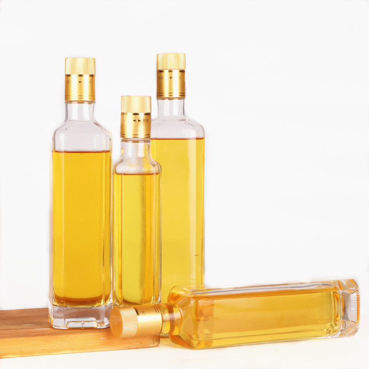 批发橄榄油瓶高档方形食用油瓶山茶油瓶八角密封瓶透明玻璃空瓶子