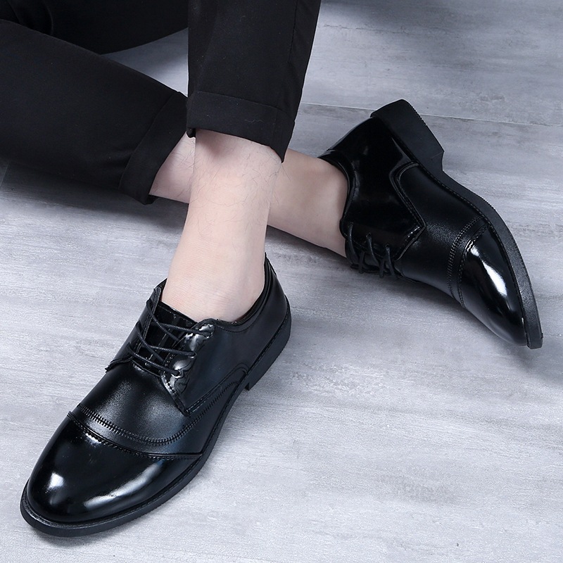 Men's Leather Shoes Business Dress Shoes Men's British Black Soft Bottom Leather Shoes Men's Groom Best Man Wedding Men's Leather Shoes
