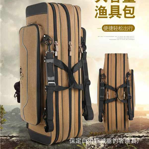 Wholesale dream fishing canvas thick fishing gear bag large capacity waterproof fishing bag multi-functional sea pole bag