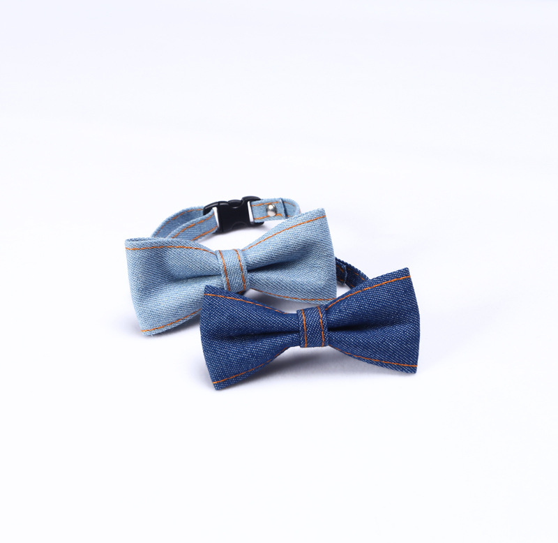 Collar de corbata de vaqueros para perros gatos collar ajustable conejo campana accesorios arco