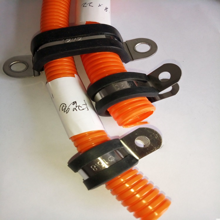 SKM28.5波纹管夹箍  304不锈钢包胶管夹 316P型卡箍