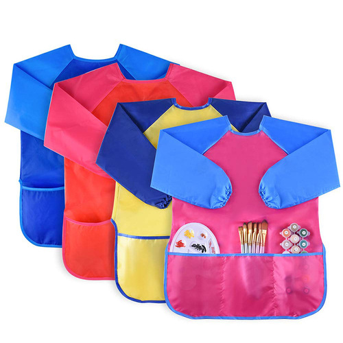 M size children's art painting clothes children's anti-fouling reverse waterproof smock kindergarten eating apron bib wholesale