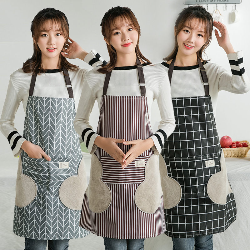 New Waterproof Towel Apron Waterproof Apron Women's Kitchen Japanese Style Home Creative Apron K-Style Thickeneded and Wipeable