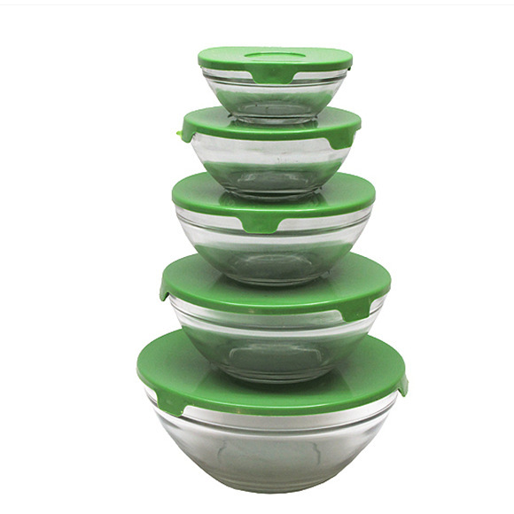 Factory direct home kitchen supplies advertising promotional gifts with lid five-piece set Glass Bowl Factory direct home kitchen supplies advertising promotional gifts with lid five-piece set Glass Bowl