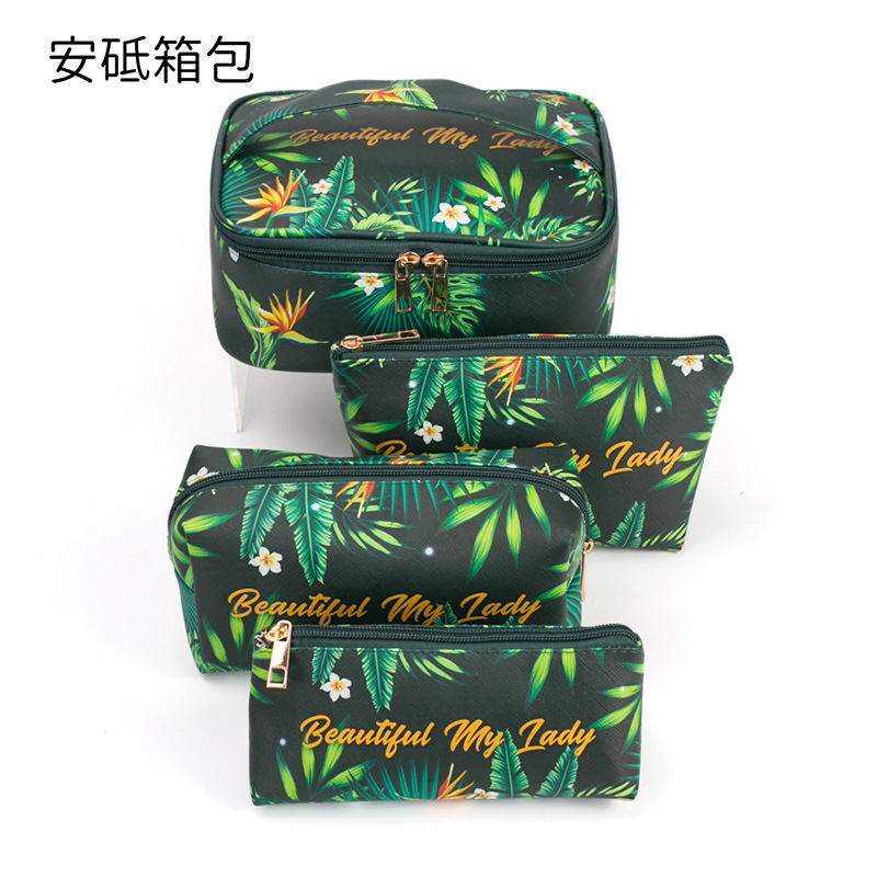 Nuevo en stock de mármol de tres piezas bolsa de cosméticos PU bolsa de lavado a prueba de agua bolsa de almacenamiento de viaje portátil de gran capacidad