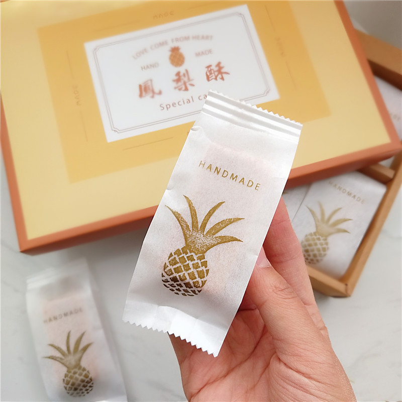 Bolsa de papel de seda para empaque de pastel de piña 2026, bolsa de pastel de piña taiwanesa hecha a mano de alta gama, bolsa para alimentos, 50 piezas