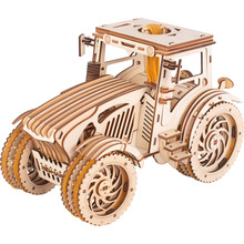 馨联厂家直销皮筋制动拖拉机3D立体益智拼图拼板男孩DIY手工玩具
