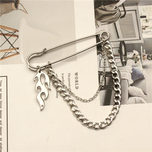 Korean ins Harajuku trend cool chain brooch street fashion metal decoration hip-hop suit accessories for men and women