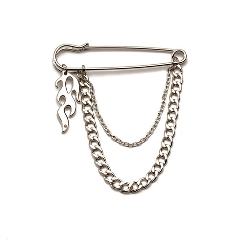 Korean ins Harajuku trend cool chain brooch street fashion metal decoration hip-hop suit accessories for men and women