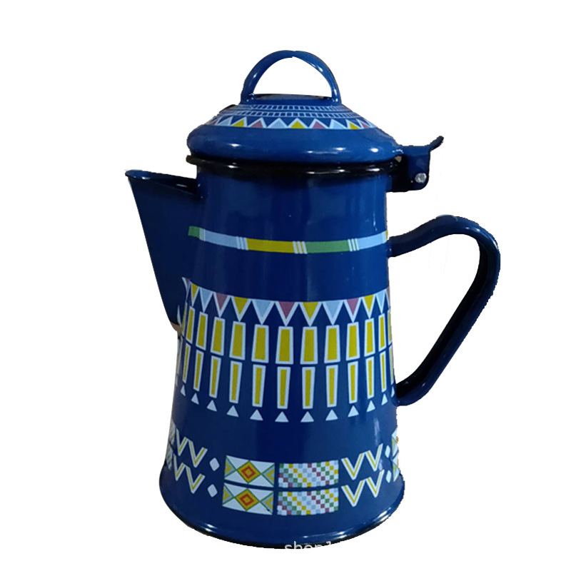 Regalos de comercio exterior en stock al por mayor de esmalte de olla hervidor esmalte de la manija de la olla de café multi-especificación hervidor frío