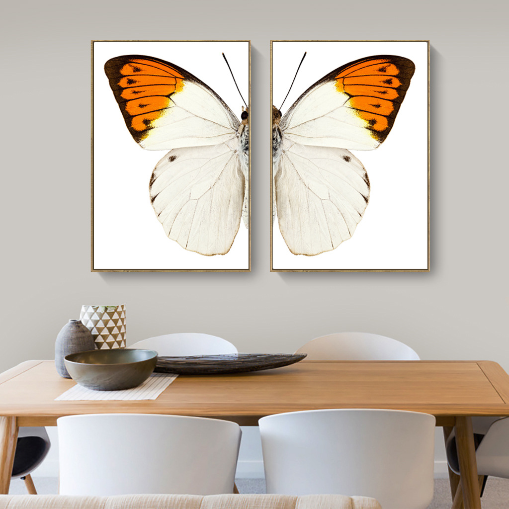 现代简约客厅餐厅装饰画蝴蝶翅膀双联组合挂画公寓酒店家居挂画