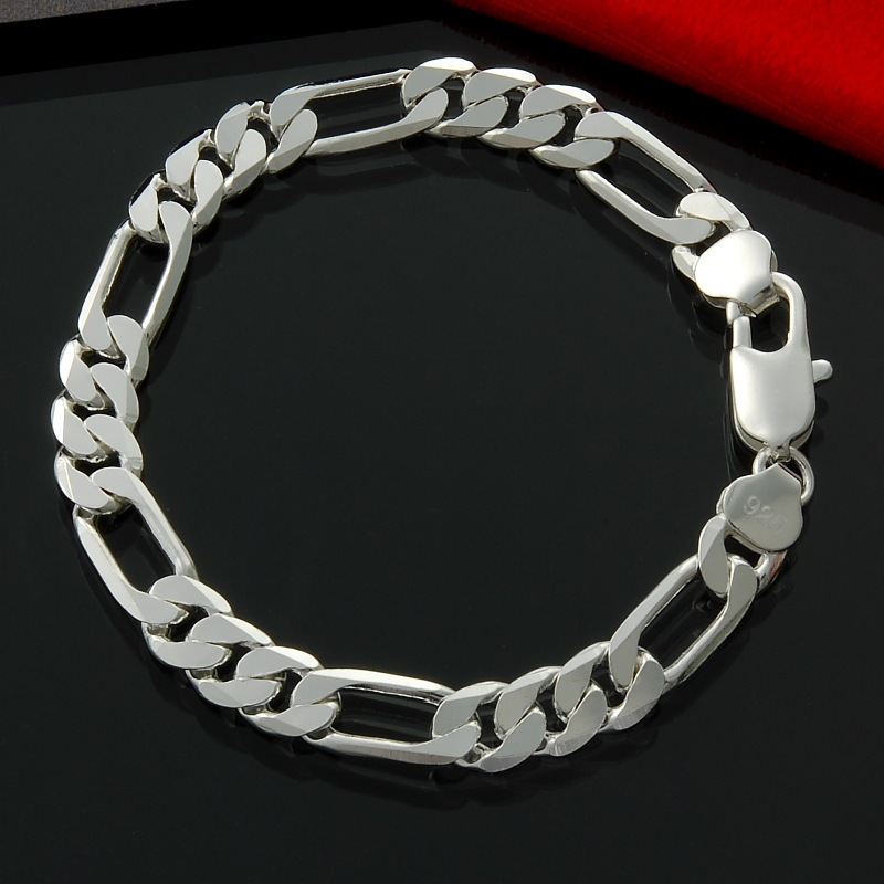 Europe and the United States cross-border special wish foreign trade Figaro bracelet AliExpress men's 3 1 silver plated bracelet jewelry Europe and the United States cross-border special wish foreign trade Figaro bracelet AliExpress men's 3 1 silver plated bracelet jewelry