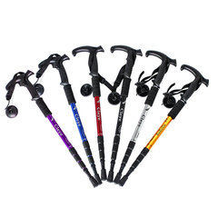 Ultra-light aluminum alloy four-section telescopic crutch outdoor hiking stick four-section curved handle elderly crutches climbing equipment