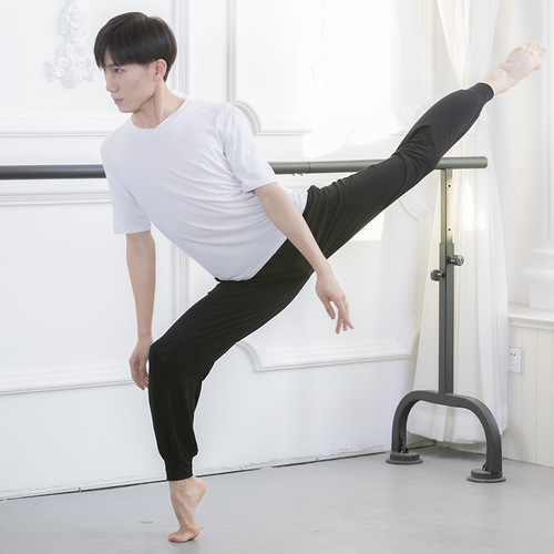 Boys' dance practice clothes, pants, men's body training, Latin yoga dance carrot pants, men's loose leg-tie modal