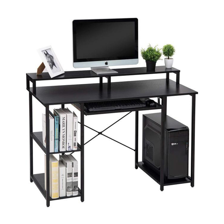 Factory Direct Amazon Hot Selling European Style Small Computer Desk with Storage Shelf Keyboard Tray Study Table