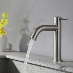 304 Stainless Steel Single Cold Basin Faucet Bathroom Washbasin Countertop Basin Bathroom Sink Pull Handle Tap 