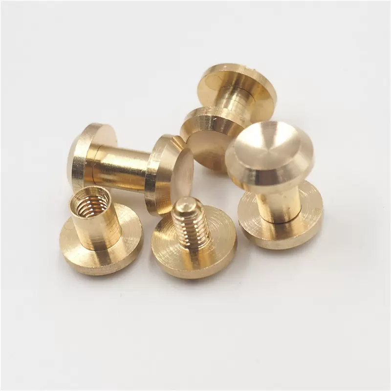 黄铜10mm凹面螺丝 纯铜平面一字平头子母螺丝  加固皮带腰带螺丝